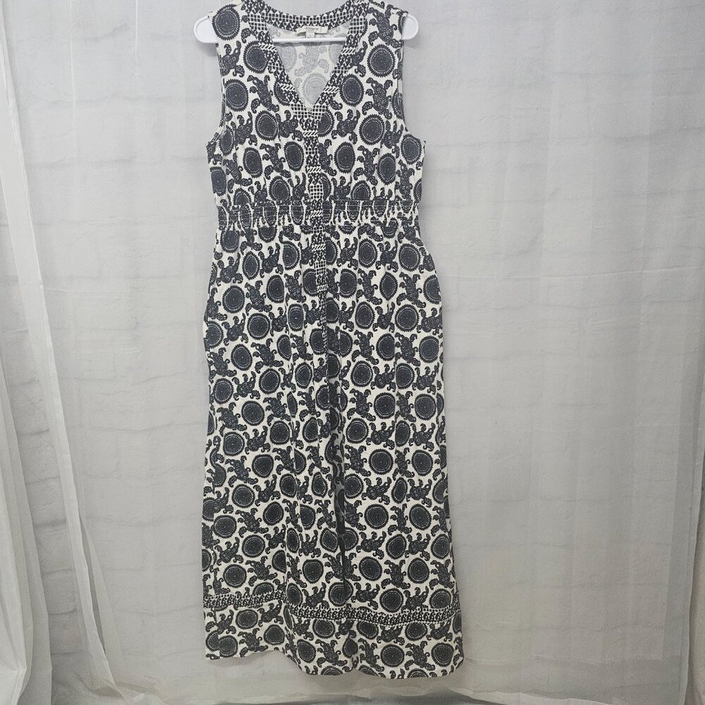 Liz Claiborne Dress Maxi Boho Festival Sleeveless Black White L - Picture 2 of 8
